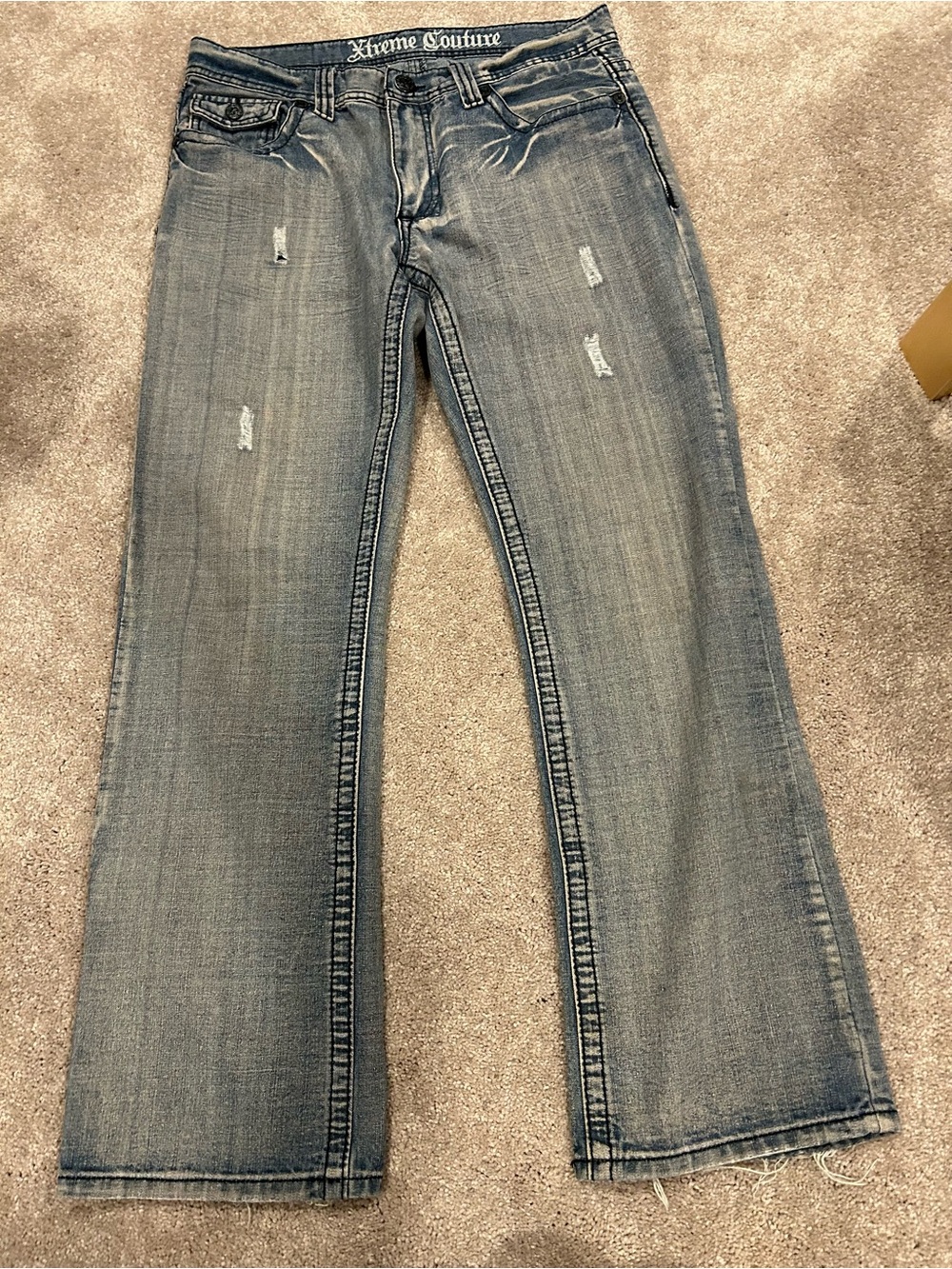 Men’s Vintage Distressed Light Blue Jeans